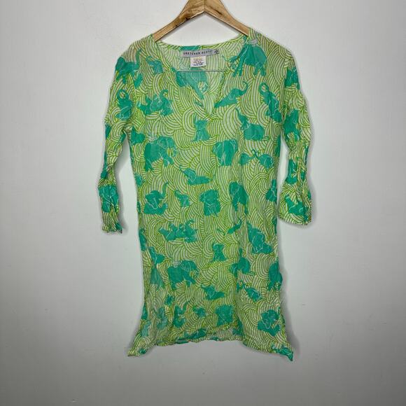 Gretchen Scott Designs Cotton Tunic Swim Cover Up Elephants cotton women's S - Picture 2 of 6